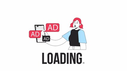 Aufkleber - Too many ads online loader animation. Online advertising. Flash message 4K video footage. Isolated outline colour loading progress indicator with alpha channel transparency for UI, UX web design