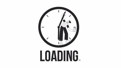 Fototapete - Wasting time bw loader animation. Excessive screen time. Flash message 4K video footage. Isolated monochrome loading progress indicator with alpha channel transparency for UI, UX web design