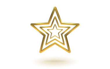 Vector icon of golden star on white background. Achievements for games or customer rating feedback of website.