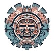 Detailed Aztec face design. Generative AI