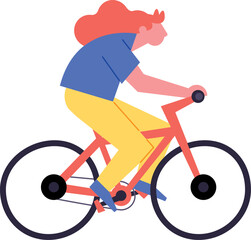 Sticker - Fun woman cycling, riding bicycles for sport