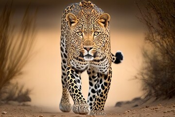 front view of jaguar walking. generative ai