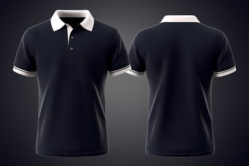 Wall Mural - Short-Sleeve polo shirt rib collar and cuff. Mockup Template. Navy color on dark background. Generative ai.