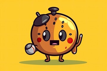 Sticker - cartoon character holding a baseball. Generative AI