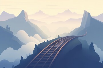 Sticker - train passing through a scenic mountain landscape. Generative AI