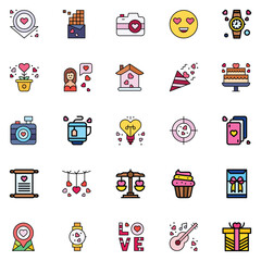 A set pack of Love icons set. The collection includes for mobile app. web design. in a moment of celebration. Valentine's Day.