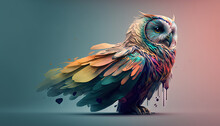 Owl Abstract Wallpaper. Soft Background With Cute Bird In Pastel Colors Generative Ai