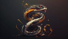 Snake Animal Abstract Wallpaper. Contrast Background Serpent In Vivid Colors Generative Ai