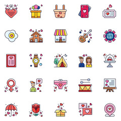 Wedding celebration icons collection. UI icon set.