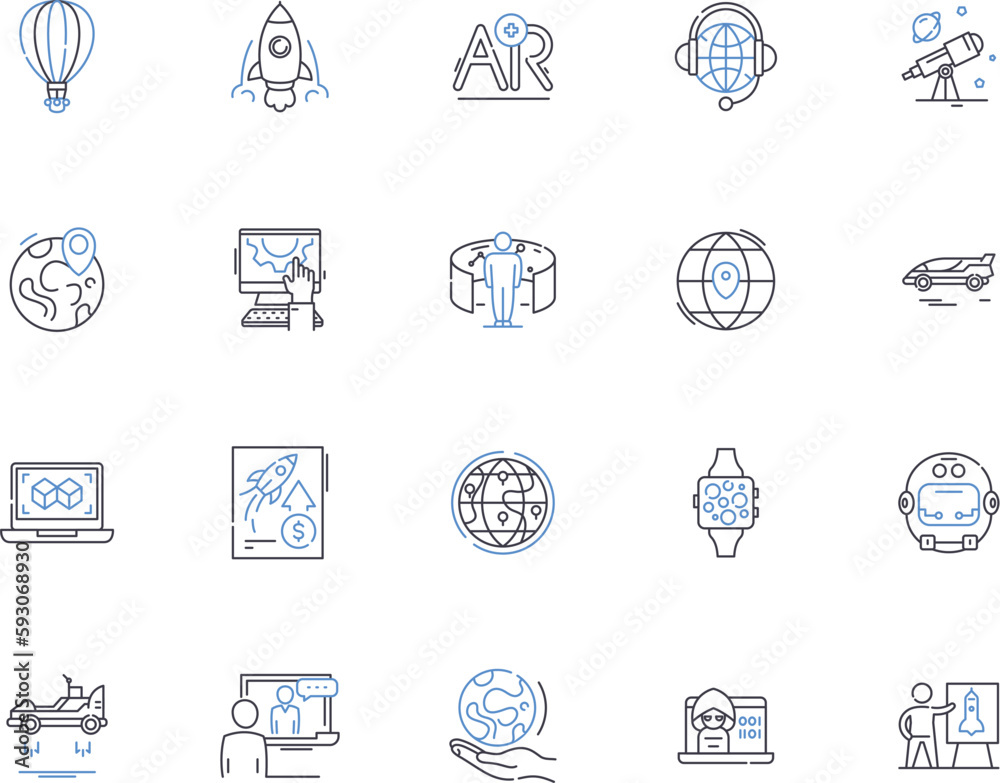 Vector de Stock Future outline icons collection. Futurity, Foresee ...