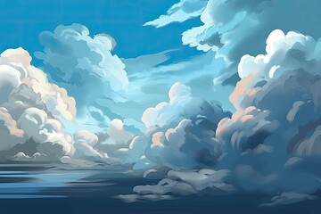 Wall Mural - serene seascape with a cloudy sky. Generative AI