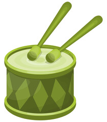 Wall Mural - Drum toy plastic green illustration concept vector