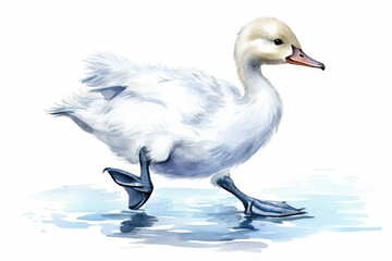 Canvas Print - serene white duck standing in a calm body of water. Generative AI