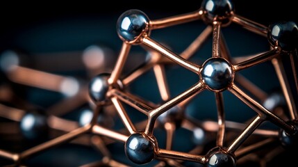 a close up shot of a structure of copper, in the style of organic geometry. molecular structures. generative AI