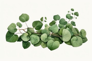 Poster - fresh green leaves isolated on a plain white background. Generative AI