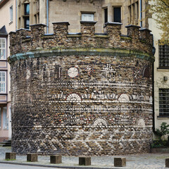 Wall Mural - the almost 2000 year old roemer tower in the old town of cologne, decorated with mosaics