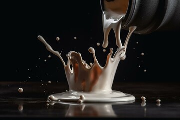 Wall Mural - Drop falling into cream or milk. Generative AI