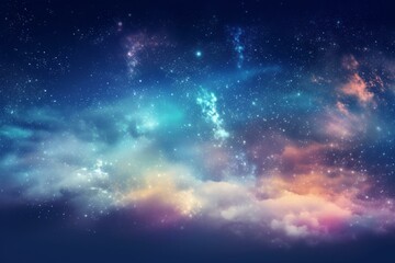 Wall Mural - fantasy abstract background starry light blue sky, pastel gradient sky. watercolor. Generative AI