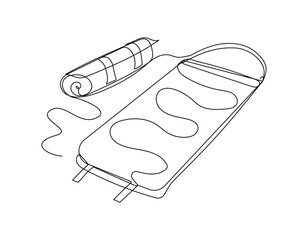 Wall Mural - Continuous one line drawing of a sleeping bag. Camping concept. Simple vector illustration