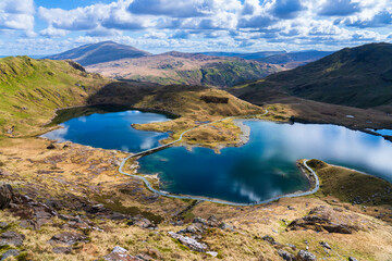 Sticker - Llyn Llydaw lake near Pyg Track at Pen-y Pass in Snowdonia. Wales