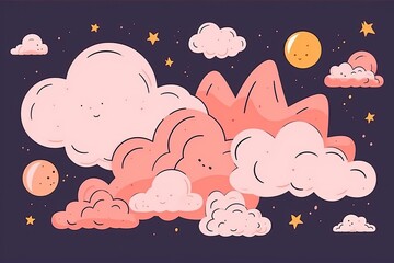 Sticker - serene sky with fluffy white clouds. Generative AI