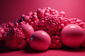 Wall Mural - Abstract wallpaper formed from Pink 3D Spheres. Colorful 3D Render. Generative AI