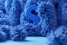 The Blue S Letter In Decorative Fur. Generative AI