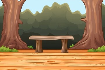 Sticker - serene wooden bench nestled in a peaceful forest. Generative AI