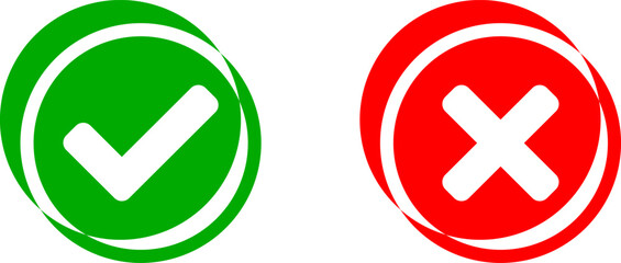 Poster - yes and no or right and wrong or approved and declined icons with check mark and x signs in green an
