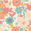 © Trina - Flower and Leaf Seamless Pattern: A Beautiful Floral Illustration for Textile, Wallpaper, and Decoration Art