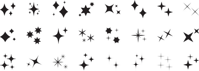 Wall Mural - Stars set icons.Shine icons. Christmas vector symbols isolated.Sparkle star icons. 