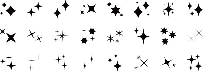 Wall Mural - Stars set icons.Shine icons. Christmas vector symbols isolated.Sparkle star icons. 