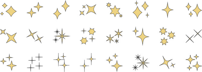 Wall Mural - Stars set icons.Shine icons. Christmas vector symbols isolated.Sparkle star icons. 