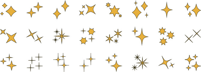 Wall Mural - Stars set icons.Shine icons. Christmas vector symbols isolated.Sparkle star icons. 