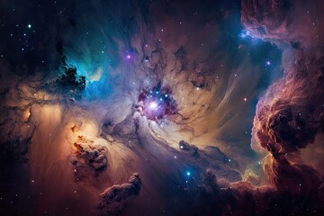 Wall Mural - High definition star field, colorful night sky space. Nebula and galaxies in space. Astronomy concept background. Generative AI