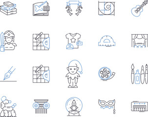 Creative people outline icons collection. Inventive, Artistic, Original, Imaginative, Innovative, Resourceful, Expressive vector and illustration concept set. Visionary, Creative, Perceptive linear