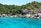 Fototapeta Łazienka - Blue water and rocks off the coast of the Dominican Republic