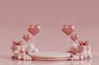 © Tempcraft - 3d podium heart platform, happy valentine pink love display stage illustration