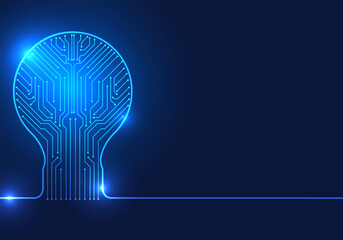 Poster - Bulb has a connection circuit inside. It means that technology or artificial intelligence can come in to help support in coming up with new ideas or solving problems using technology as a helper.