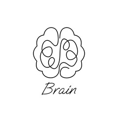 Brain icon continue single line illustration set collection template