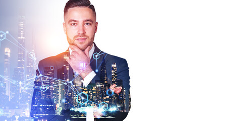 Poster - Thoughtful man in New York, network