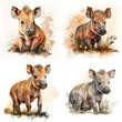 Set of Boar paintings, Generative ai