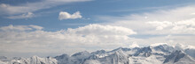 Banner 3x1 Alpine Mountains And The Sky In The Clouds.