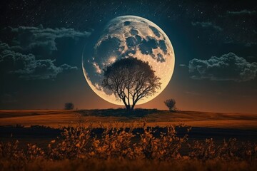 Wall Mural - the evening full moon. Generative AI