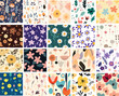 © artdee2554 - et flower seamless,floral leaf, botany, hand drawn,doodle, patterns.pattern swatches included for illustrator user, pattern swatches included in file, for your convenient use.