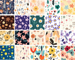 Wall Mural - et flower seamless,floral leaf, botany, hand drawn,doodle, patterns.pattern swatches included for il
