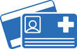 Medical Insurance Cards vector icon. Health insurance card. pharmacy card blue vector symbol.