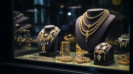 Luxury jewellery in a shop window