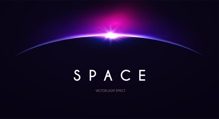 Wall Mural - planet with sun rays. cosmic sunrise and sunset. solar ring abstract light effect. universe design.