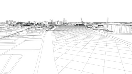 Poster - Outline city concept vector. Wire-frame style